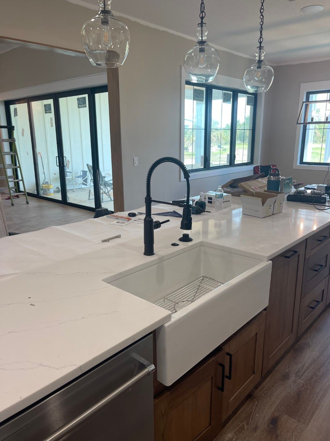 Kitchen faucet and fixture installation